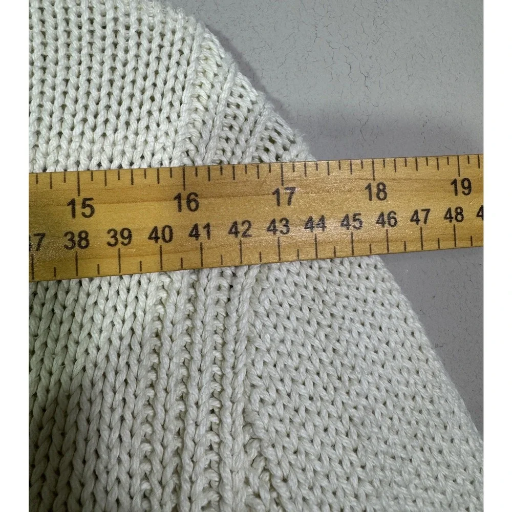 J.Crew Women's 1988 Rollneck Cotton Sweater Size S Cream Fisherman Quiet Luxury